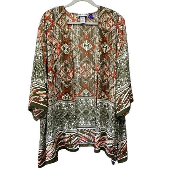 Catherines Boho Print Open Kimono Sz 3XWP - Picture 1 of 8